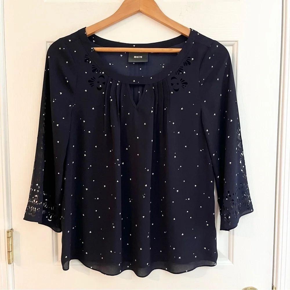 Anthro Maeve Teni to the Stars Laser Cut Blouse. 2 - Picture 3 of 10